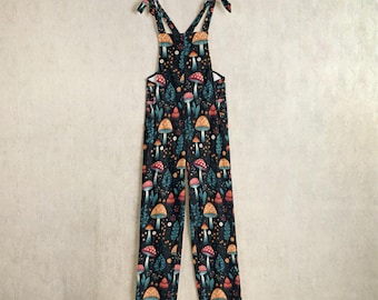 Woodland Mushroom Women’s Jumpsuit | Summer Dungaree Overalls | Comfortable & Stylish | Regular Fit