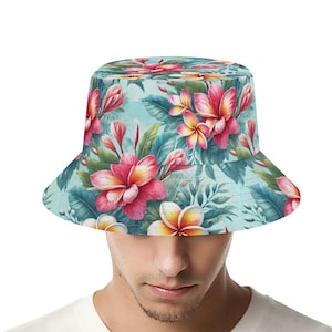 Tropical Bucket Hat, Hawaiian Floral Bucket Hat, Summer Sun Hat, Unisex Beach Hat, Lightweight Outdoor Hat, Trendy Streetwear Hat