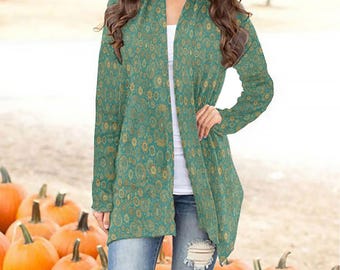 Cárdigan estilo bohemio con estampado paisley: Chal ligero de punto jersey
