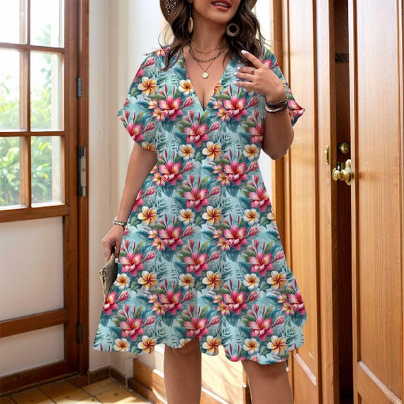 hawaiian dresses for women plus size The Beach Beach Attire Chubby Ladies Curve-Friendly Styles Made In flops to enjoy the sunny beach time Plus Size, Plus Size Hibiscus