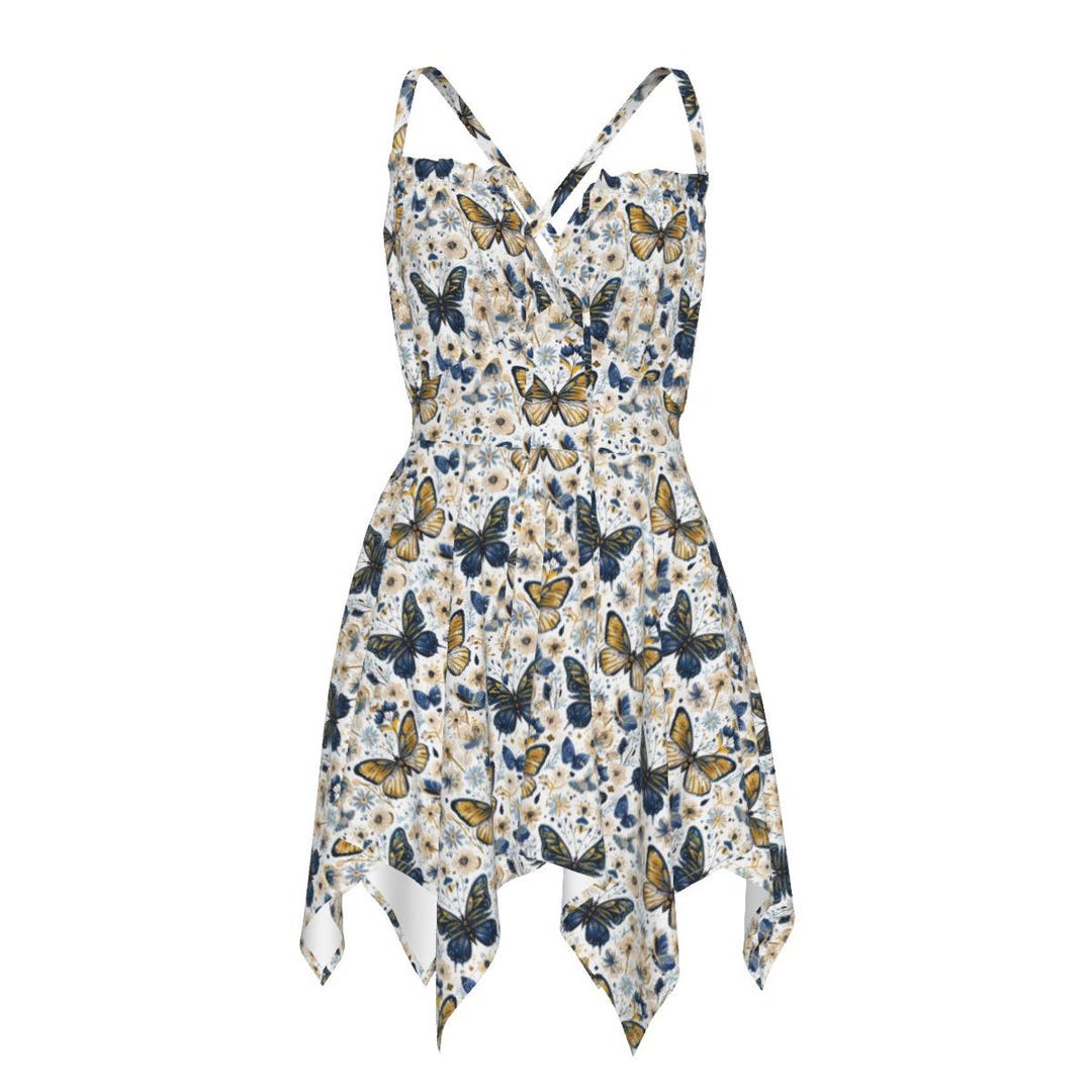 Summer Arrival Butterfly-bow Pattern Short Sleeves Color Patchwork Dress for Stylish Girls