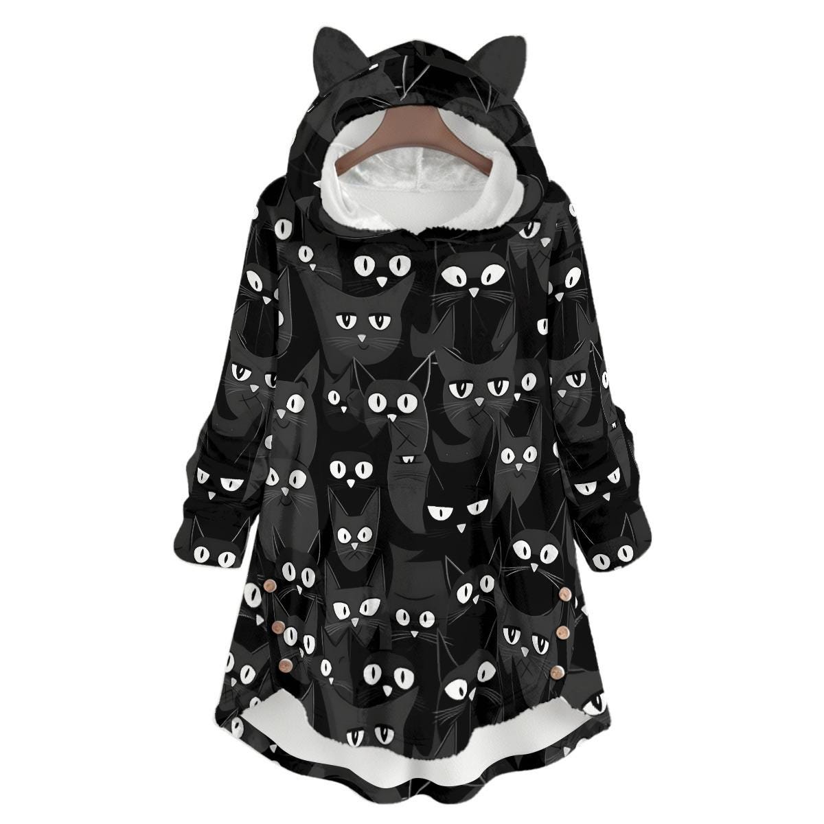 Felpa Con Cappuccio Donna Stampa Gatto 3D – Girocollo, Manica Lunga, Felpa Originale Per Amanti Dei Gatti
