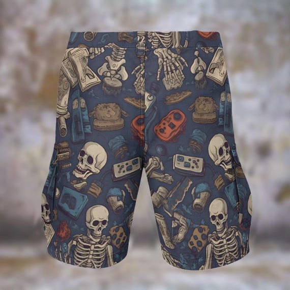 Skull Gamer Cargo Shorts: Gothic Streetwear Utility Shorts - Etsy