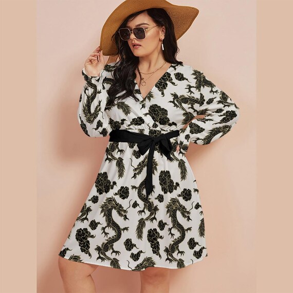 dragon print mini dress Harajuku Style Dragon Printed Sexy Mini Dress
