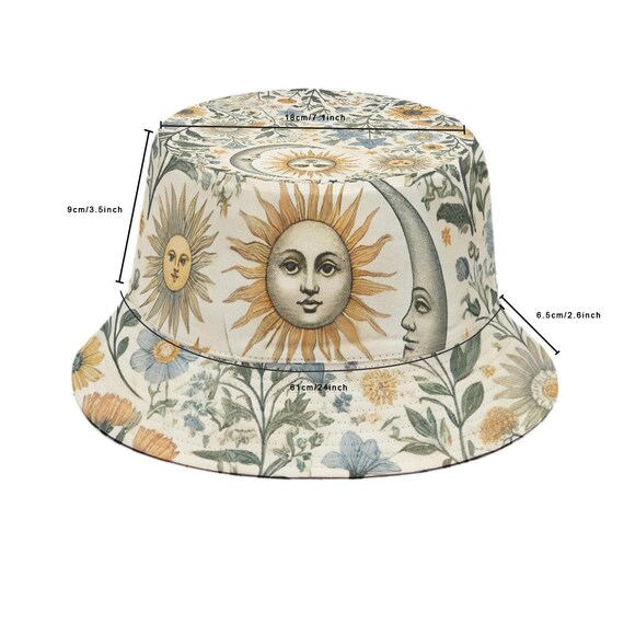 Sun and Moon Bucket Hat: Boho Y2K Celestial Print - Etsy New  display picture 1