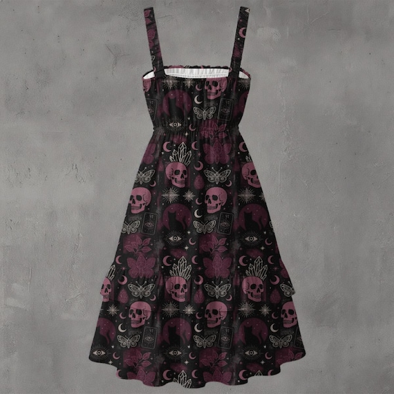 goth beach dress Shirt Dress Gothic Summer Dresses Celestial Whimsigoth Summer Beach Mini Dress Gothic, Emo Style Aesthetic