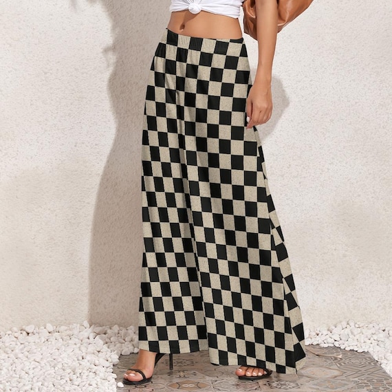 Grunge Checkerboard Wide Leg Pants | Y2K Alt Streetwear - Etsy