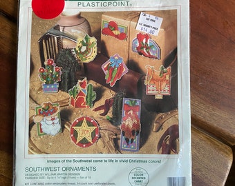 Vintage 1993 Sunset Plasticpoint Southwest Christmas Ornaments Kit 19014 New. Retro. Holidays, Christmas