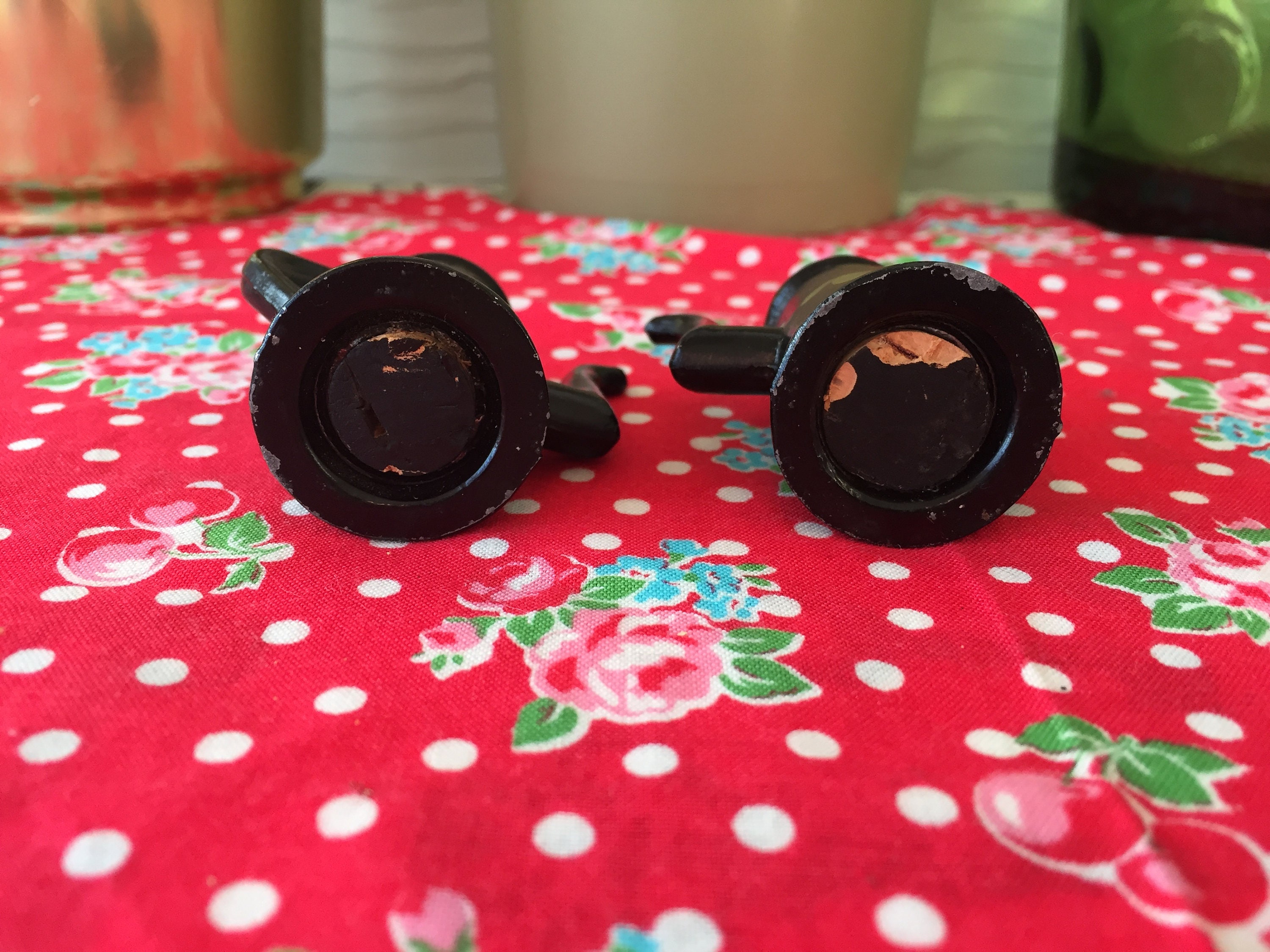 Set of Vintage Painted Cast Iron Coffee Pot Salt and Pepper Etsy