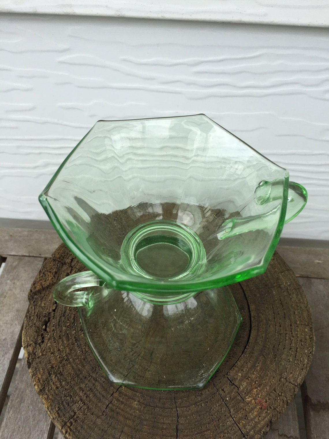 Set of 2 Vintage Uranium Glass Tea Cups Green Glass Etsy