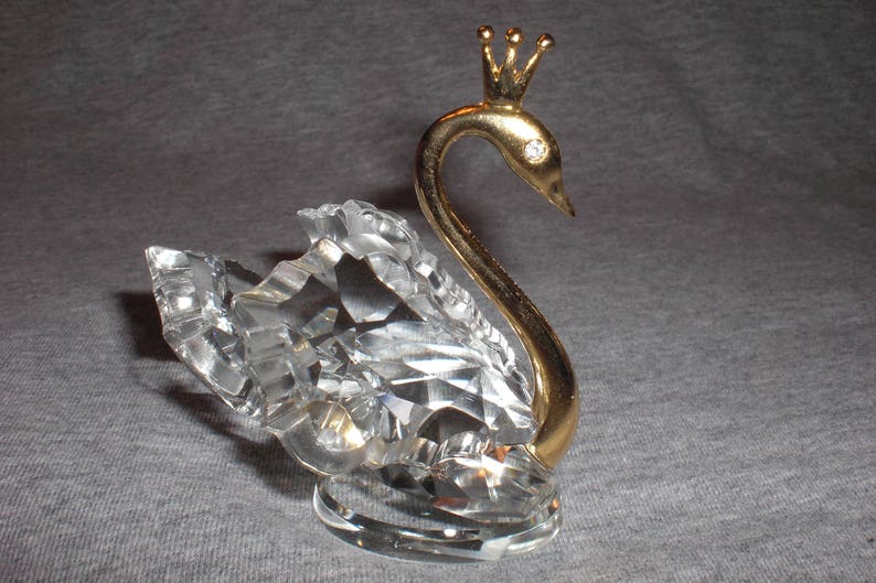 Swan Large Miniature Collectible Crystal Figurine Etsy