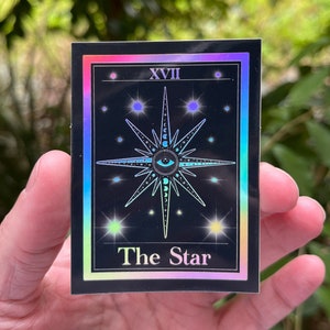 The Star Tarot Card Holographic Sticker. Waterproof Stickers. High quality Trippy Stickers. Laptop Sticker.