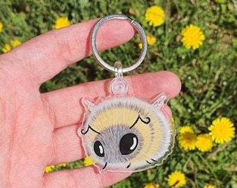 Bee Keychain Keyring. Cute Clear Bee. Fluffy Honey Bee. Bumble Bee Keychain Keyring.