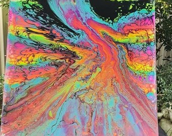 レインボー フルイド アート アクリル画 | 抽象画 | サイケデリック