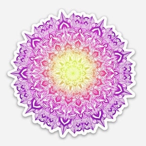 Kleurrijke Mandala-sticker. Regenboog Kleurrijke Mandala Laptop Sticker.