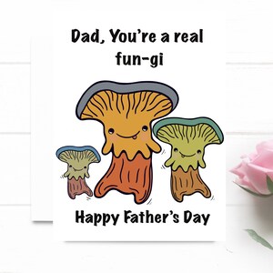 Carte drôle de fête des pères. Carte aux champignons. Tu es un vrai champignon. Carte de voeux bonne fête des pères. Pour papa