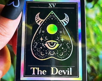 The Devil Tarot Card Holographic Sticker. Waterproof Stickers. High quality Trippy Stickers. Laptop Sticker.