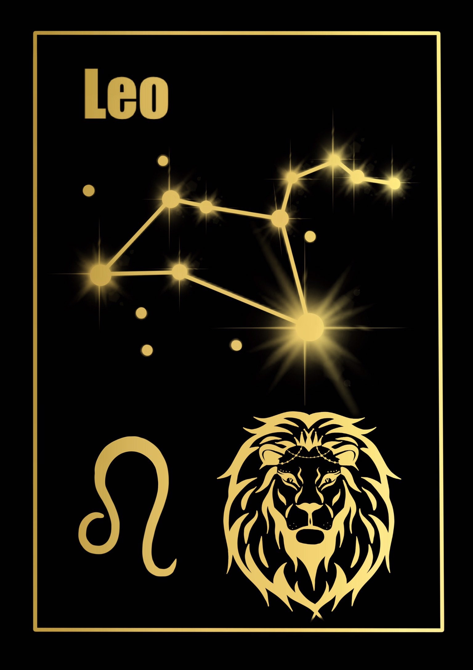 Leo Zodiac Foil Print. Star Sign Constellations. | Etsy