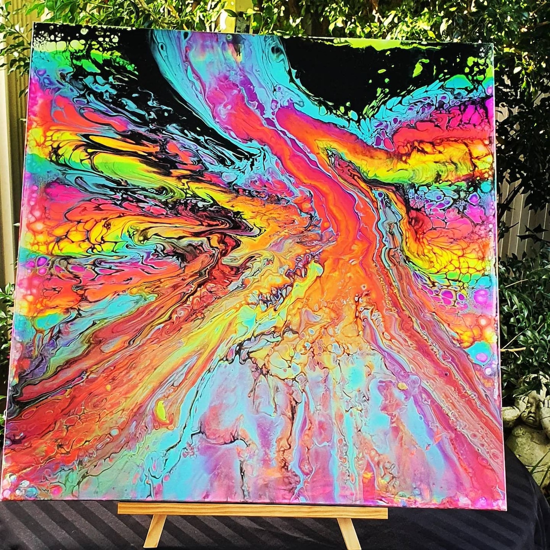 レインボー フルイド アート アクリル画 | 抽象画 | サイケデリック