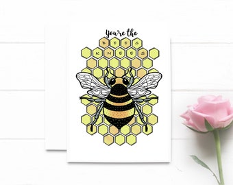 Carte Saint-Valentin | Carte de Valentine d'abeille | Carte Saint Valentin | Carte d'abeille de miel | Abeille Saint-Valentin | Conception d'abeille