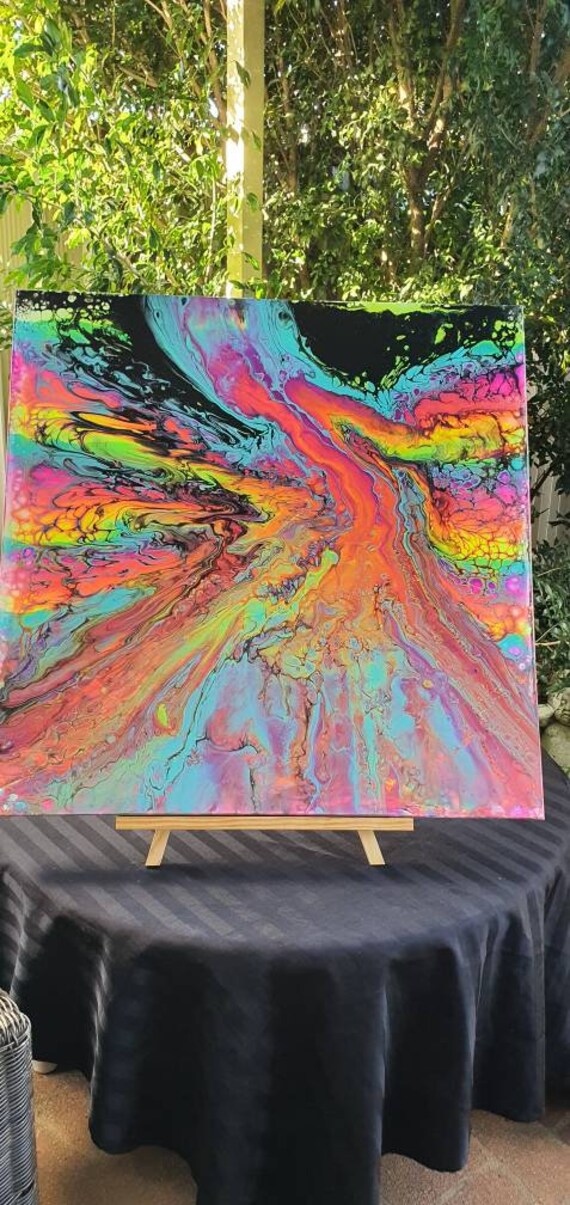 レインボー フルイド アート アクリル画 | 抽象画 | サイケデリック