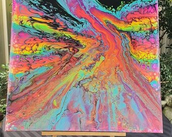 レインボー フルイド アート アクリル画 | 抽象画 | サイケデリック