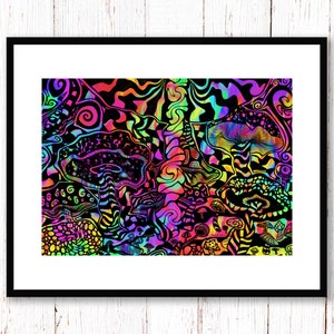 Magic Mushroom art Print. Mushrooms. Trippy. Psychedelic. A3, A4, A5 or 4”x 6”