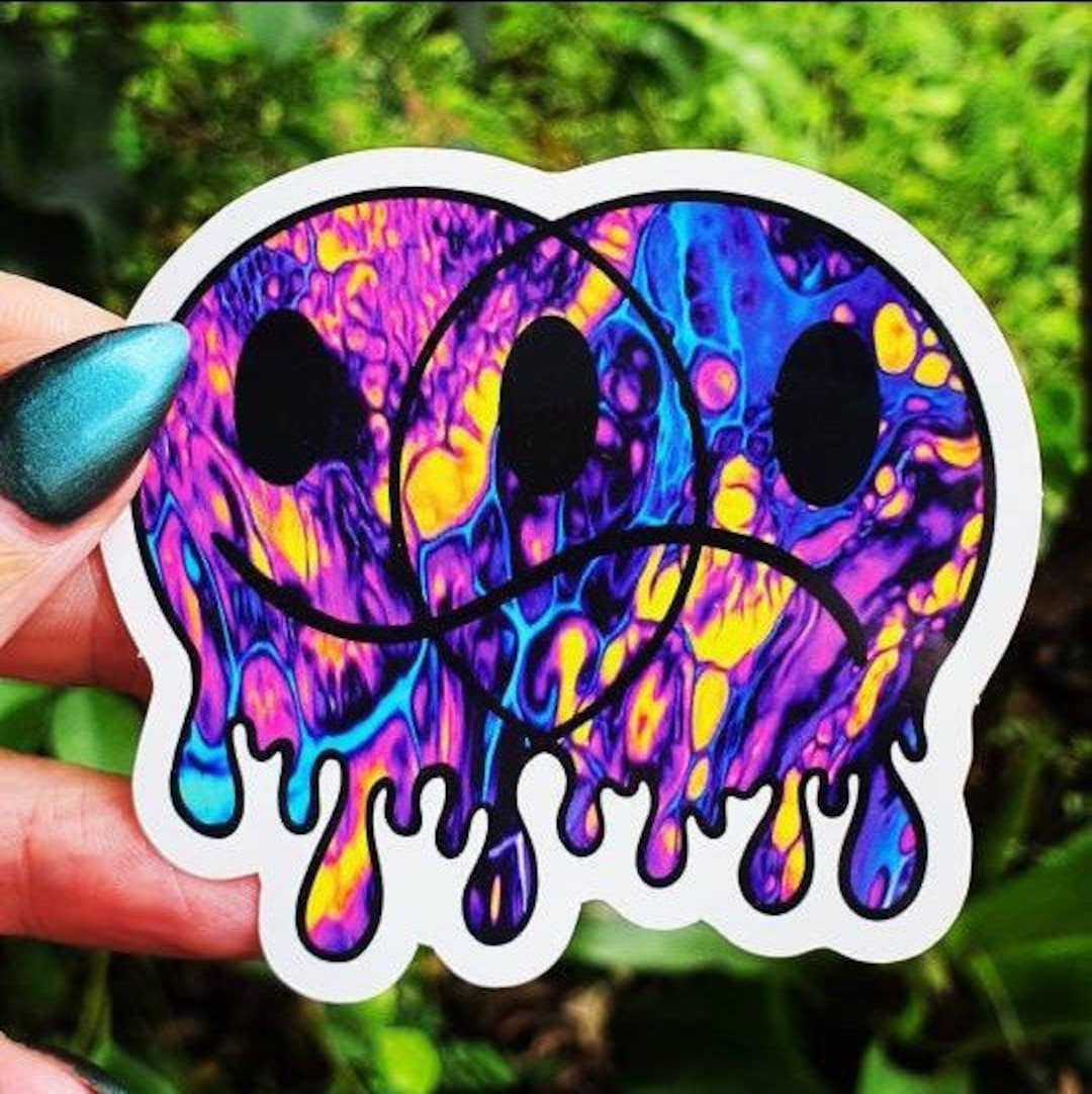 Trippy Smiley Face Stickers for Sale