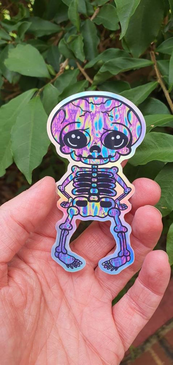 Holographic skeleton waterbottle sticker