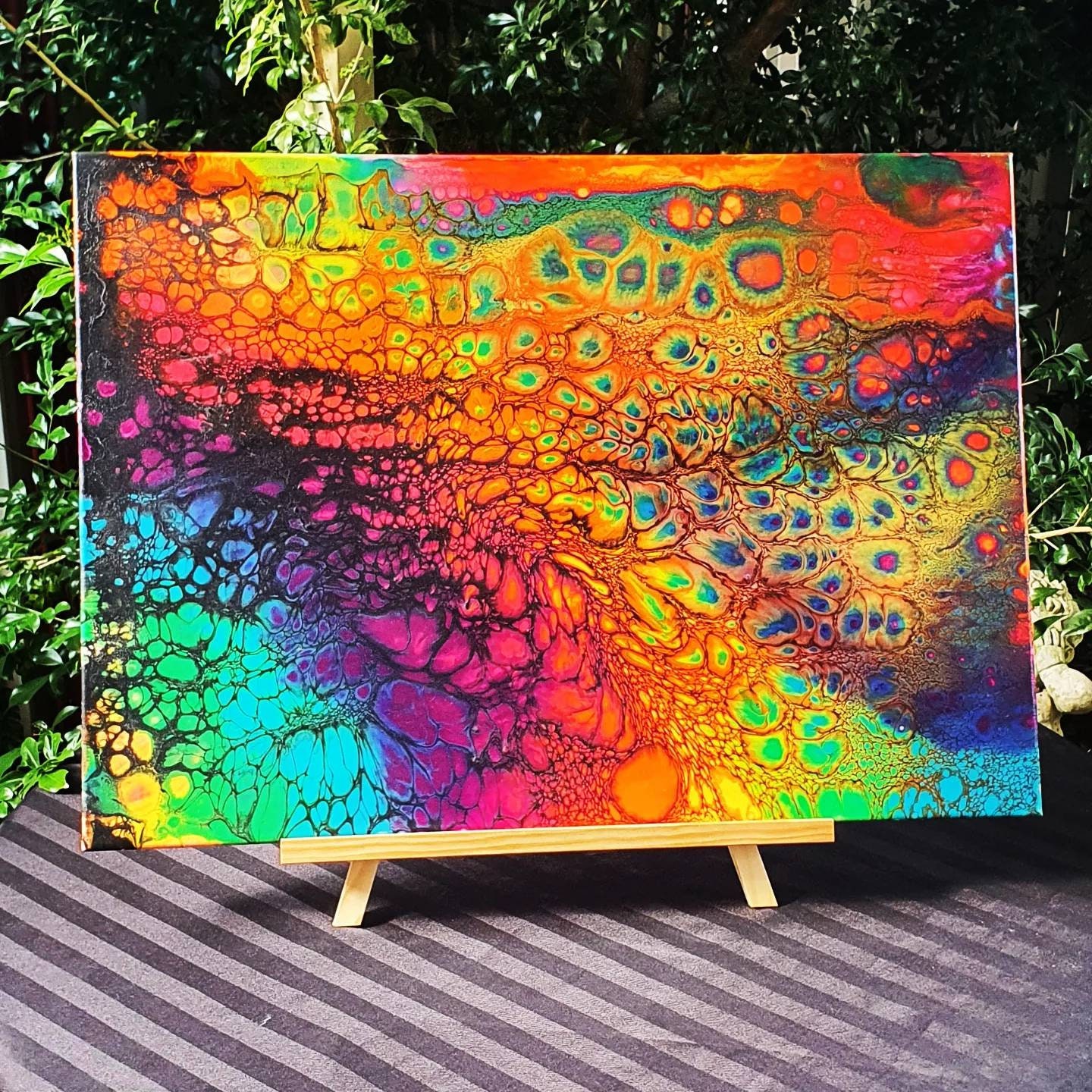 Amazing Rainbow Fluidart Painting. Abstract Painting. Fluid Art