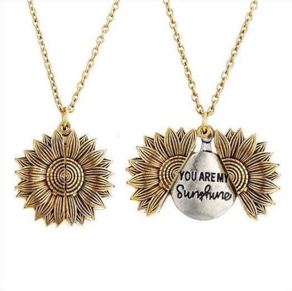 Sunflower Locket Necklace You are My Sunshine Engraved Chain Necklace for  Women Girls with Nice Gift Box Mtohers Day Gift for Mum : Amazon.co.uk:  Fashion