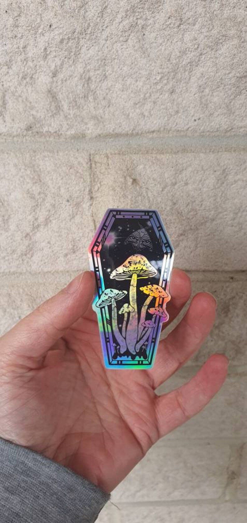 Coffing Sticker Mushroom Sticker. Coffin Sticker. Holographic Sticker. Waterproof ...