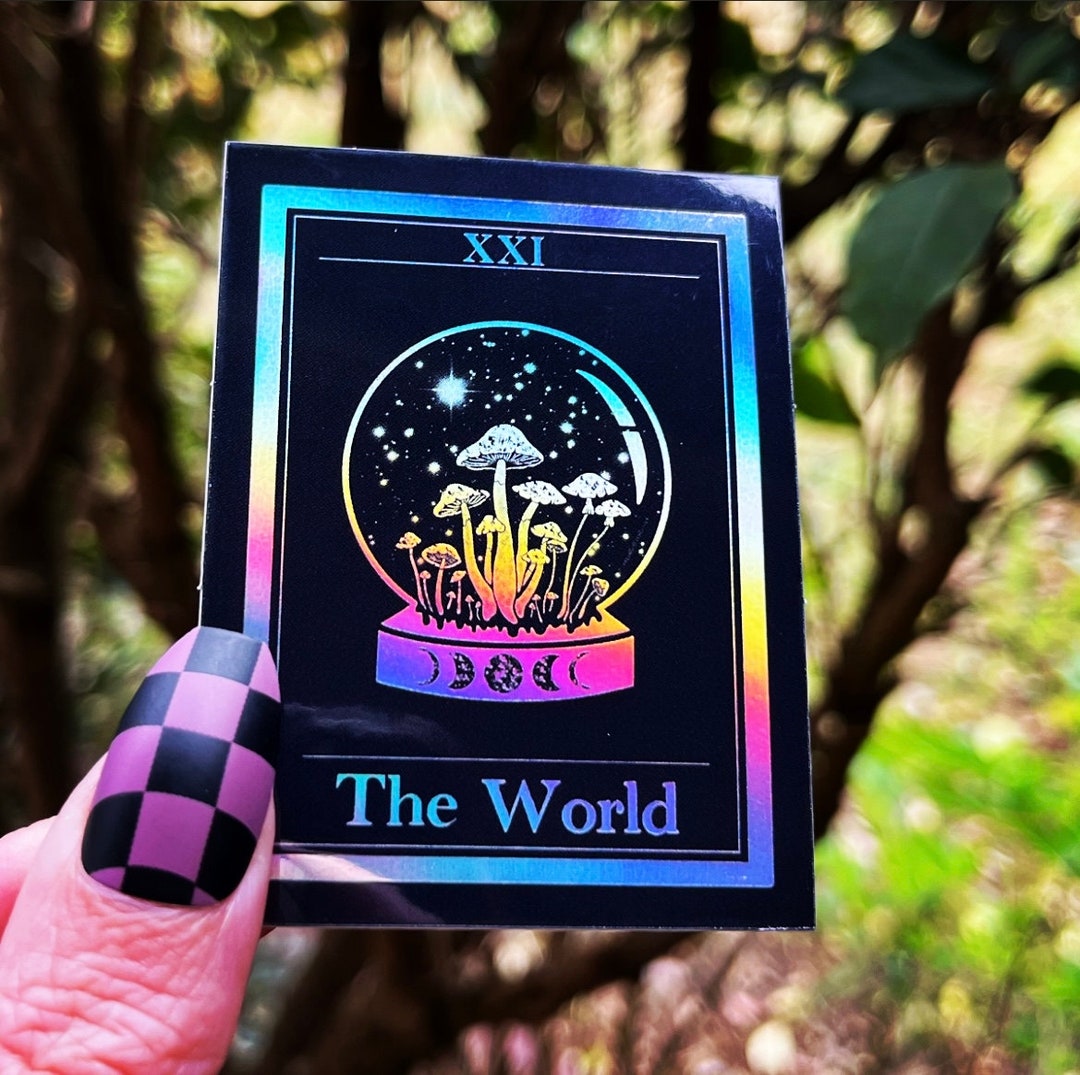 The World Tarot Card Holographic Sticker. Crystal Ball Sticker ...