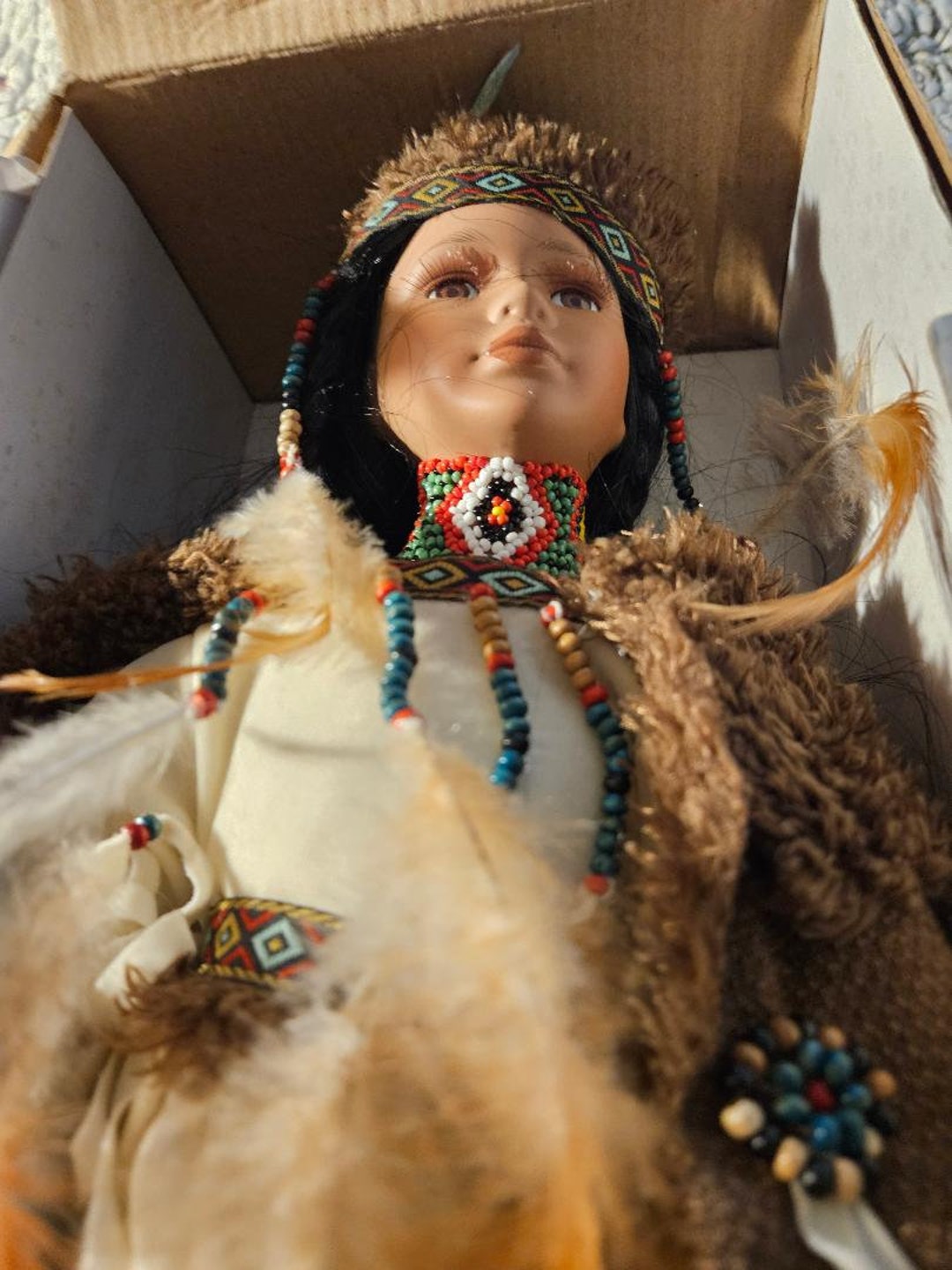 Vintage Porcelain Native American Doll Etsy