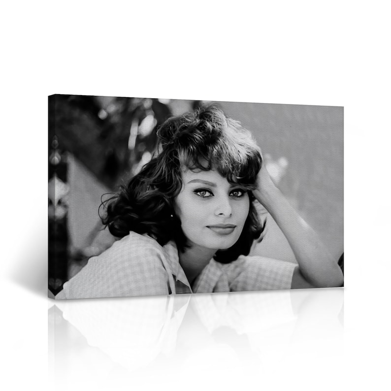 Sophia Loren Actress With Face Black and White Canvas Art Etsy