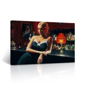 Sexy Woman Standing at the Bar Lady Girl Oil Painting Sexy Art Woman Canvas Wall Art Print Decorative Living Room Wall Decor Home Decor