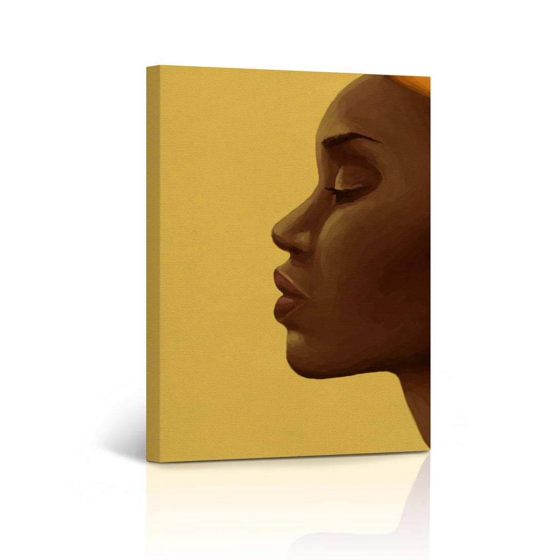 African American Wall Art CANVAS PRINT Woman Beauty in Yellow Home