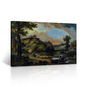 Banksy Canvas Wall Art Art Car Wreck Oil Painting Graffiti Artwork Wall Decor for Living Room Home Decor
