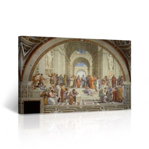 The School of Athens by Raphael Art Fresco Paint Reproduction Canvas Wall Art Print Living Room Bedroom Office Christian Wall Art Home Decor