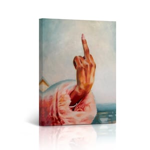 Modern Oil Painting Pretty Middle Finger Nailpolish Young Nasty Room Decor Canvas Wall Art Print Living Room Home Decor