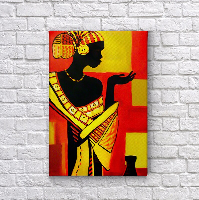 African Wall Art Woman Figure CANVAS PRINT Painting Home Decor Etsy
