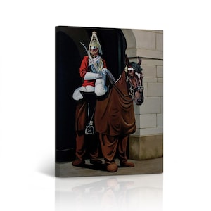 Banksy Canvas Wall Art Horse Guard Graffiti Artwork Wall Decor for Living Room Home Decor