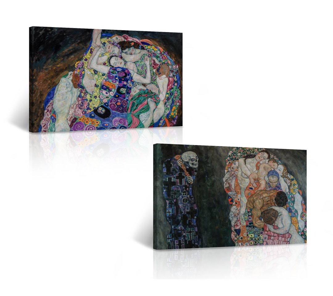 Death and Life The Maiden by Gustav Klimt 2 Piece Set Canvas Wall Art ...