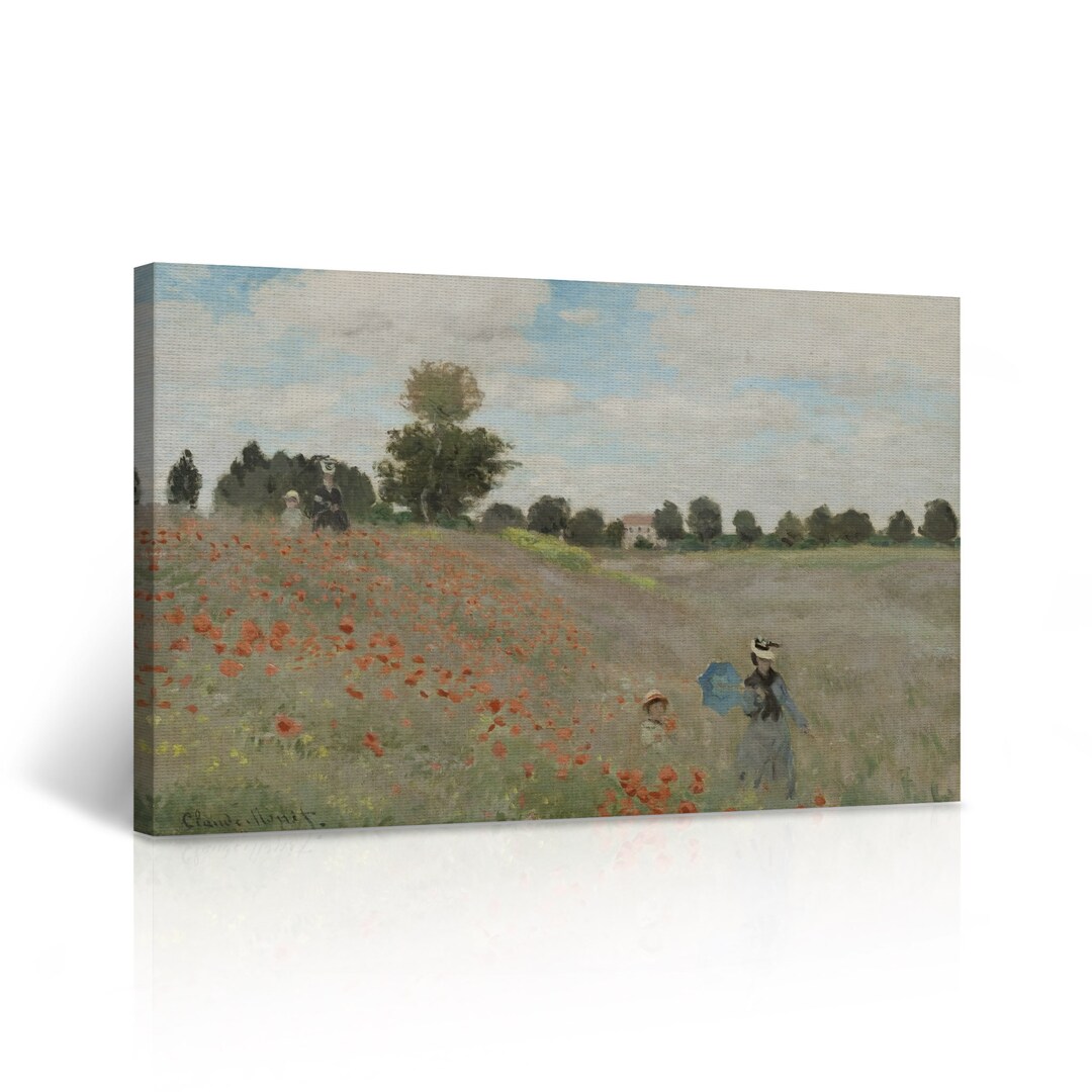 The Poppy Field Near Argenteuil by Claude Monet Print Canvas Wall Art ...
