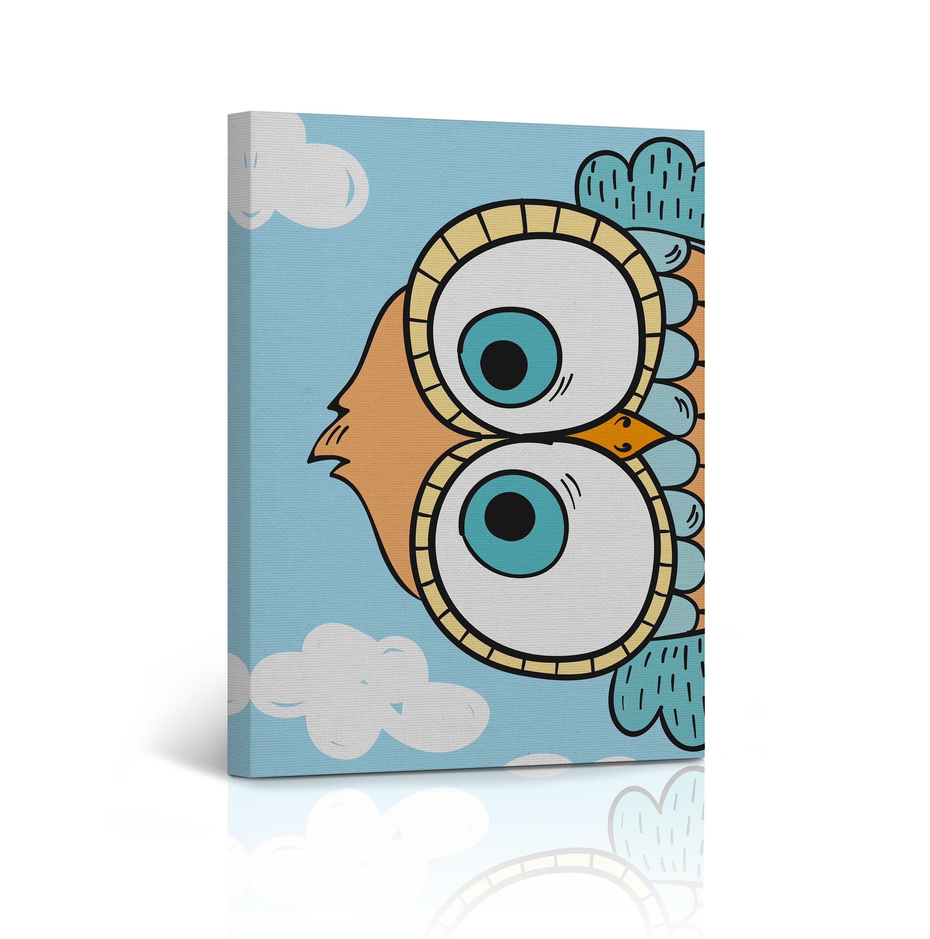Cute Owls Colorful Wall Art Nursery Decor 4 Panel Canvas Print Set ...
