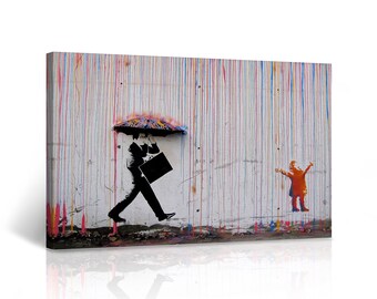 Banksy Nola Orange Rain Giclee Print Texture Gel Reproduction