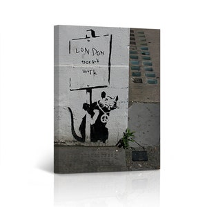 Banksy Canvas Wall Art London Does Not Work Graffiti Artwork Wall Decor for Living Room Home Decor