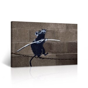 Banksy Canvas Wall Art Rat Balancing Street Art Painting Mural Graffiti Artwork Wall Decor for Living Room Home Decor