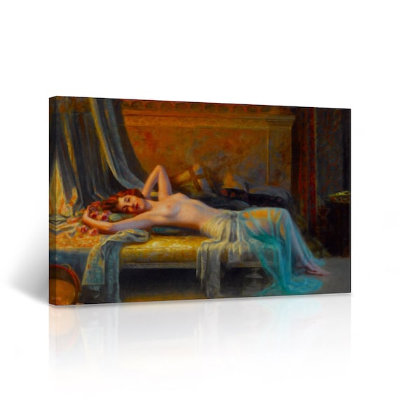 Vintage Mature Nude Beach - Nude Art Sexy Woman Lying on the Sofa Old Vintage Painting - Etsy