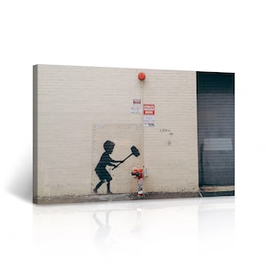 Banksy Canvas Wall Art Hammer Boy from Manhattan Graffiti Artwork Wall Decor for Living Room Home Decor